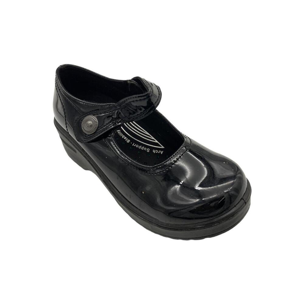 Easy Works Women's Letsee Platform Leather Mary Janes Black/Patent - Wide